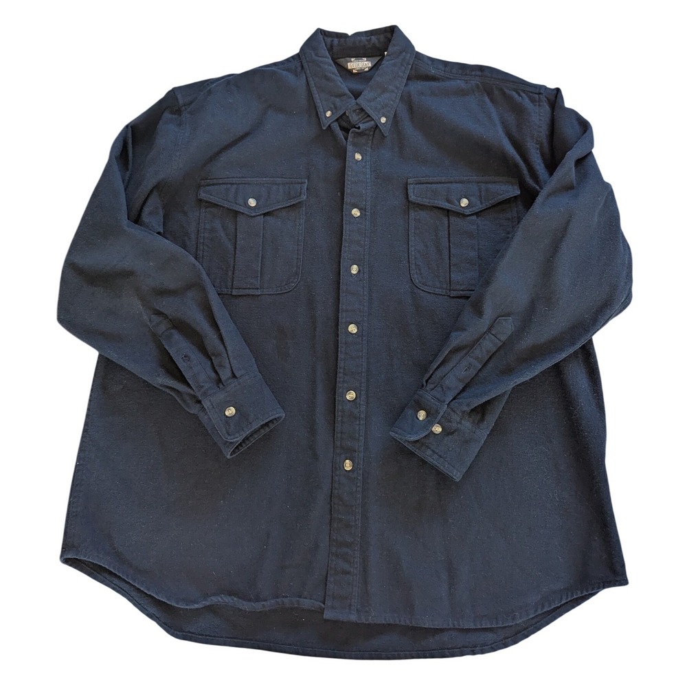 Guide Gear Mens‎ XLT Tall Thick Flannel Shirt Navy Blue Cotton Button Work Shirt